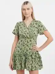 Зеленый платье женское летнее с принтом