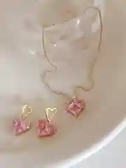 Прозрачный комплект женских украшений: Серьги и Цепочка "Сердце"