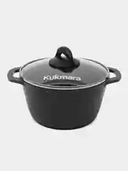 Кастрюля глубокая 2,5-4,5л Kukmara, прочное износостойкое покрытие Granit Black
