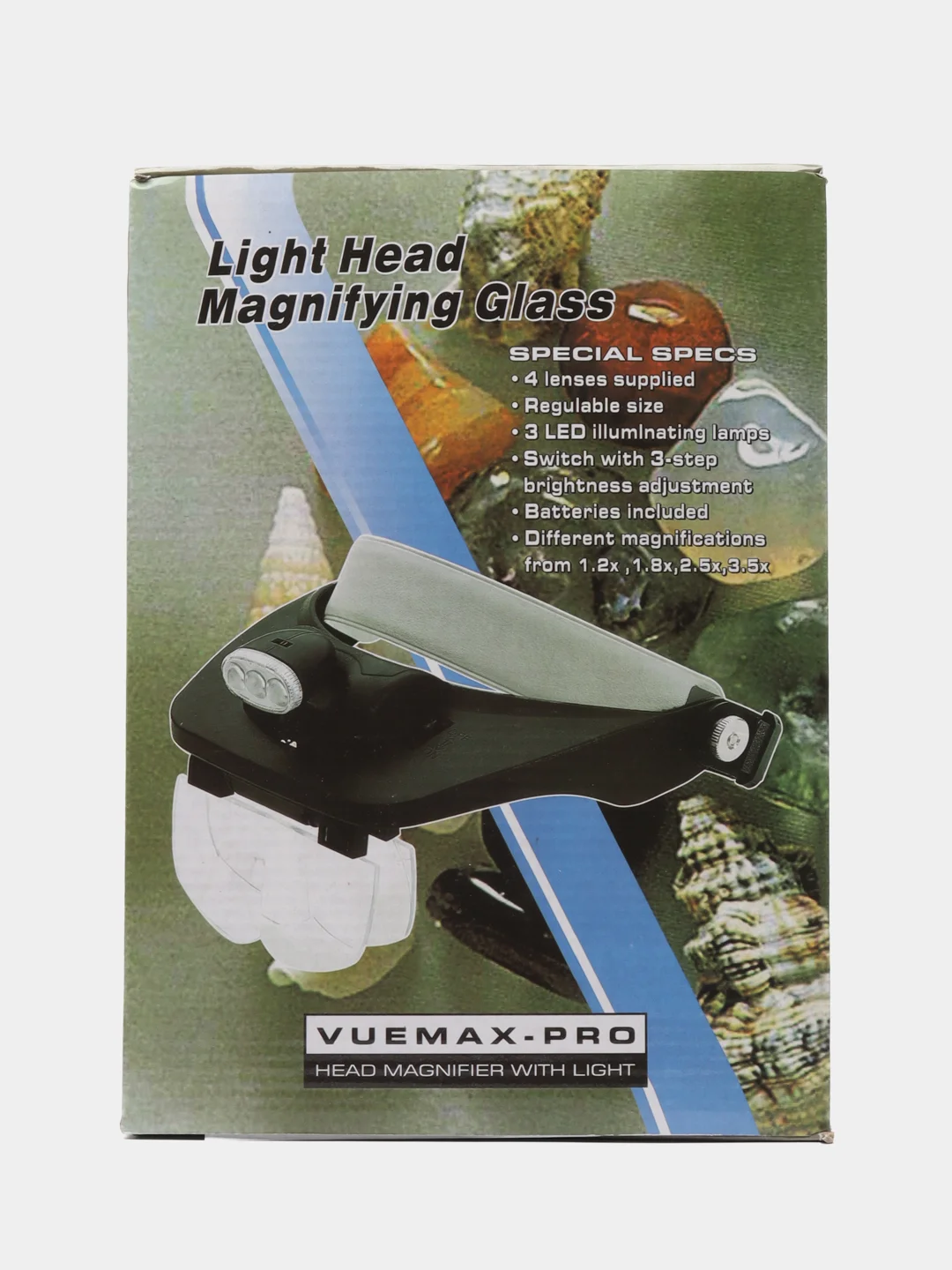 Лупа налобная 1.2/1.8/2.5/3.5x с подсветкой (3 LED)