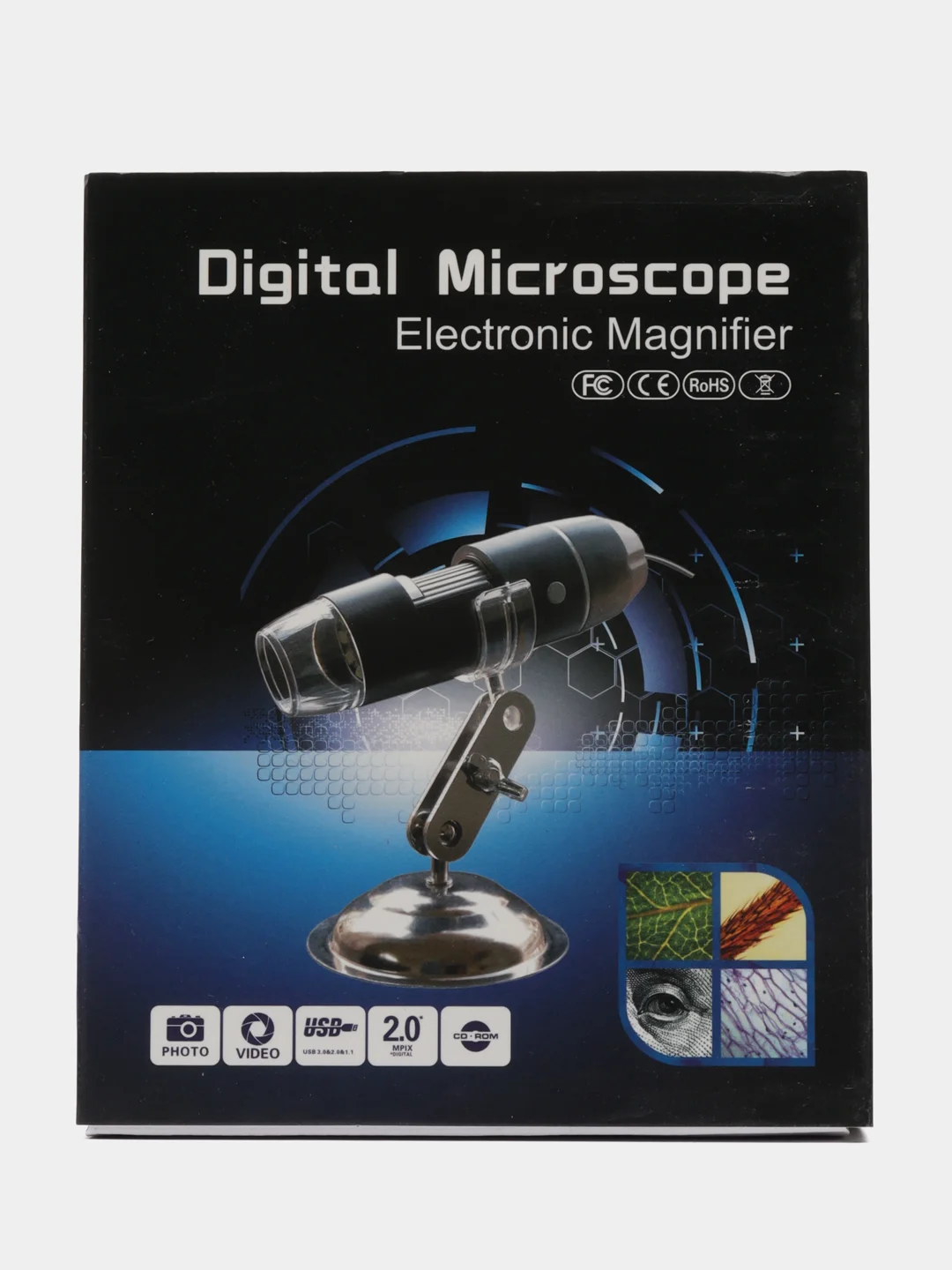 Микроскоп 50-500х (USB) цифровой карманный с подсветкой (8 LED)