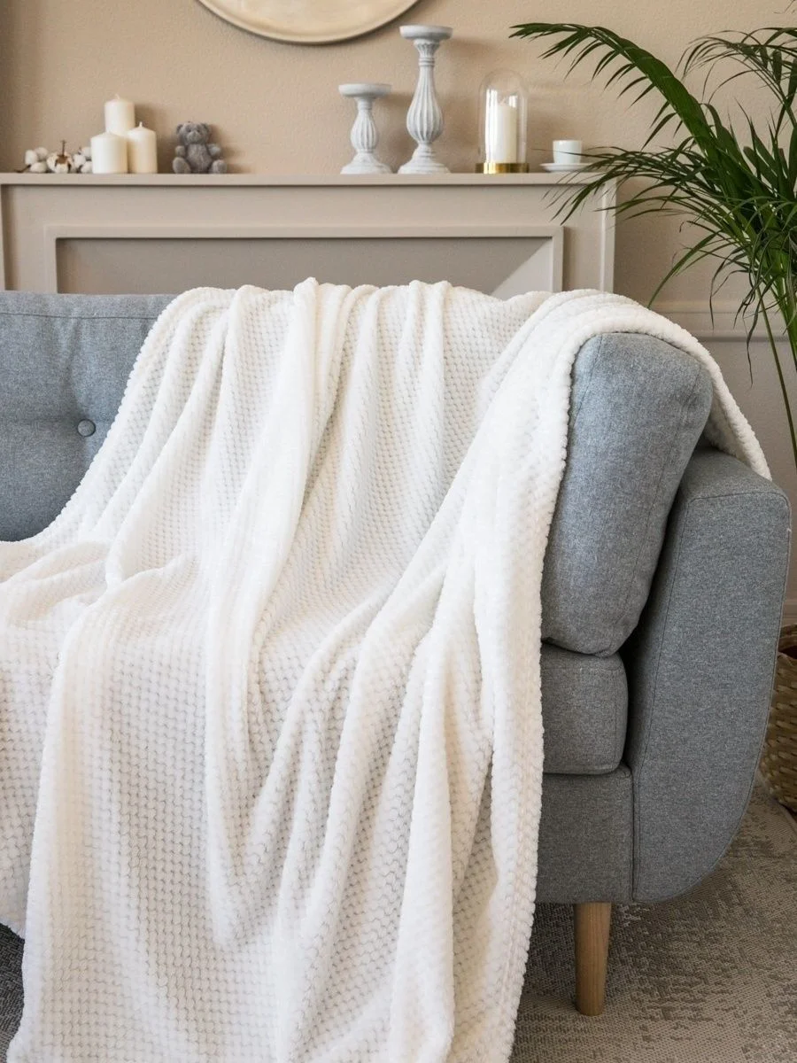 Плед 150x200 см на кровать плюшевый Велсофт