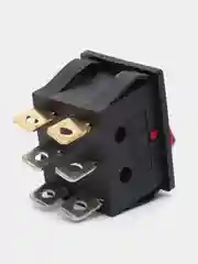 Клавишный переключатель ON-OFF, 2 клавиши красные, 6 контактов, подсветка
