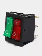 Клавишный переключатель ON-OFF, 2 клавиши красная и зеленая, 6 контактов, подсветка