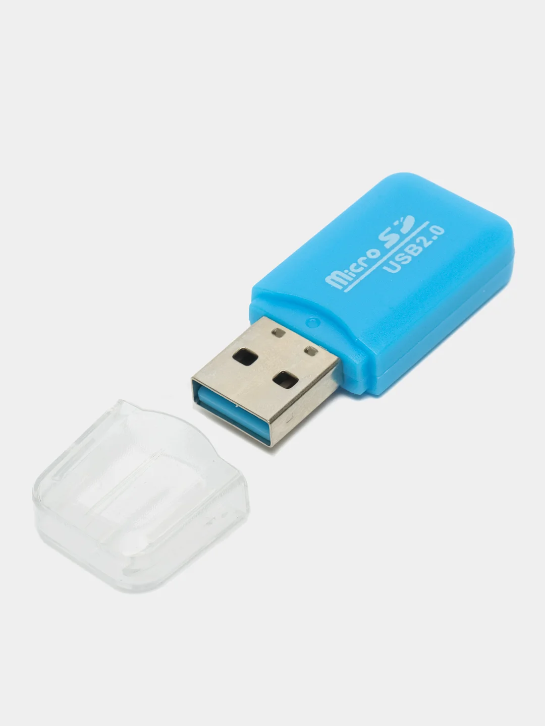 Голубой картридер USB - micro SD, переходник для карты памяти