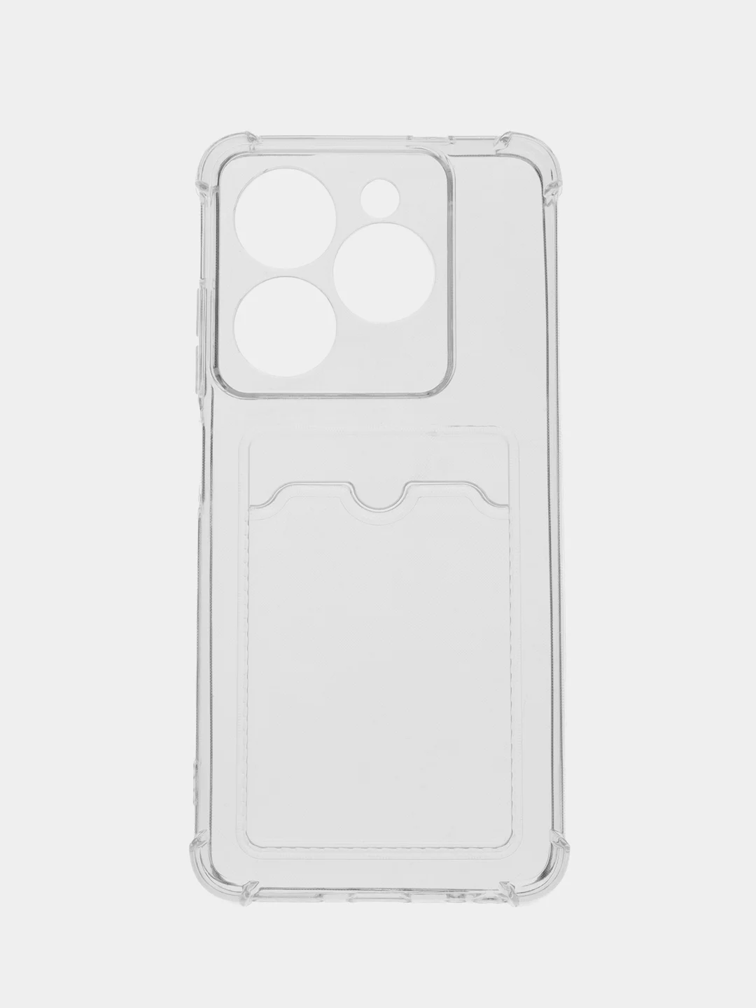 Прозрачный чехол противоударный Tecno Spark GO 2024 / 20 / 20C, прозрачный, с карманом для карты