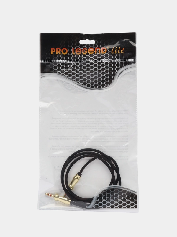 Кабель соединительный Pro Legend, 3.5 Jack (M)  - 3.5 Jack (M) тканевая оплетка, черный,1м