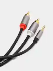 Серый металлик аудио кабель AUX тюльпаны 3.5 мм RCA 2 (папа) - 3.5 Jack (папа), от 1м и до 20м