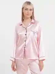 Красный пижама шелковая со штанами, атласная / домашняя одежда / пижама женская, с брюками и рубашкой