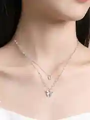 Серебряный женская цепочка подвеска Бабочка, двойная