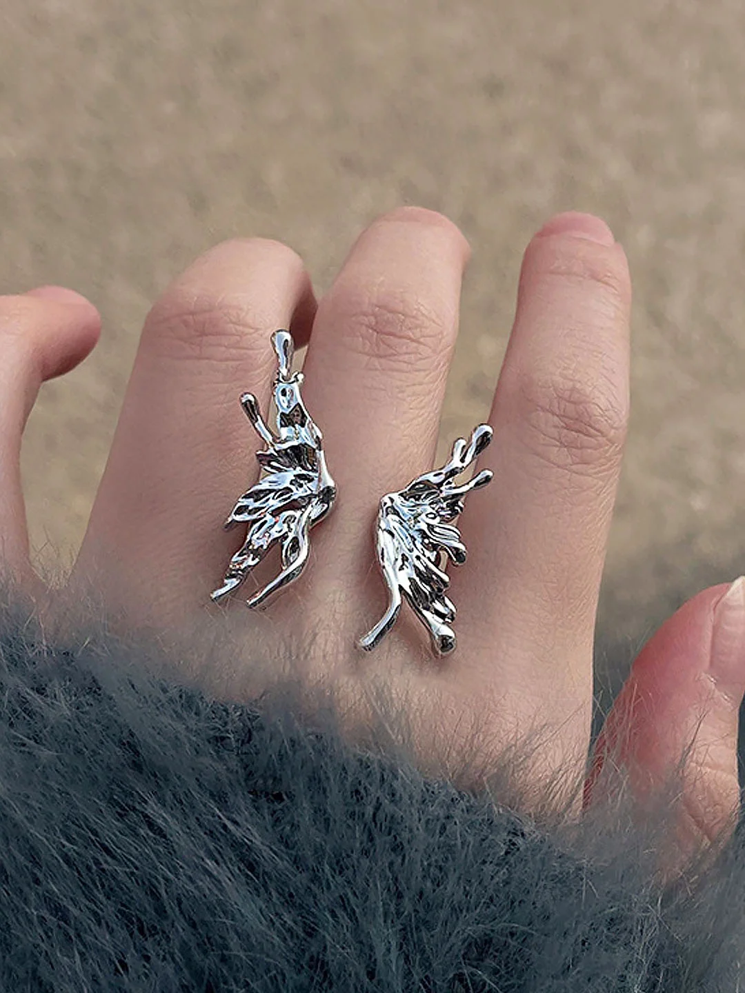 Серебряный кольцо женское с бабочкой, регулируемое
