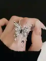 Серый металлик кольцо женское с бабочкой, регулируемое