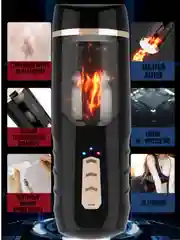 Черный автоматический мастурбатор мужской со стонами 3 режима всасывания и подогревом, на ножке