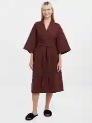 Коричневый халат вафельный банный "Кимоно"