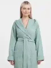 Мятный халат Бохо с капюшоном