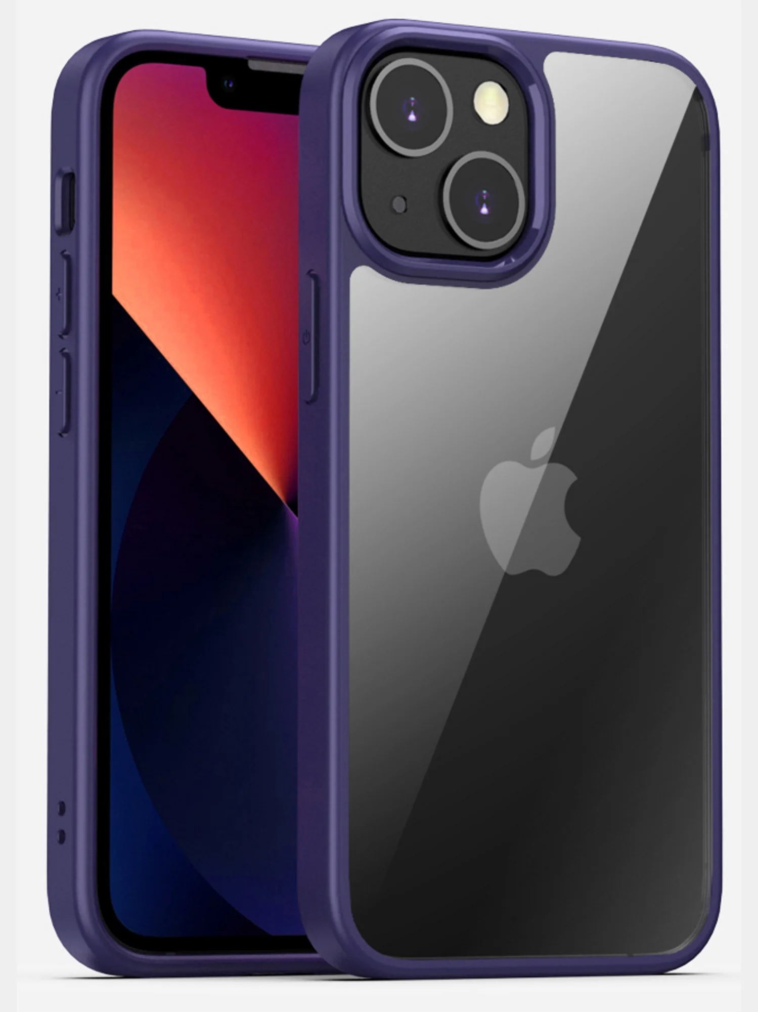 Фиолетовый прозрачный чехол для Apple IPhone 13 и 13 Mini / Айфон 13 и 13 Мини с силиконовым кантом