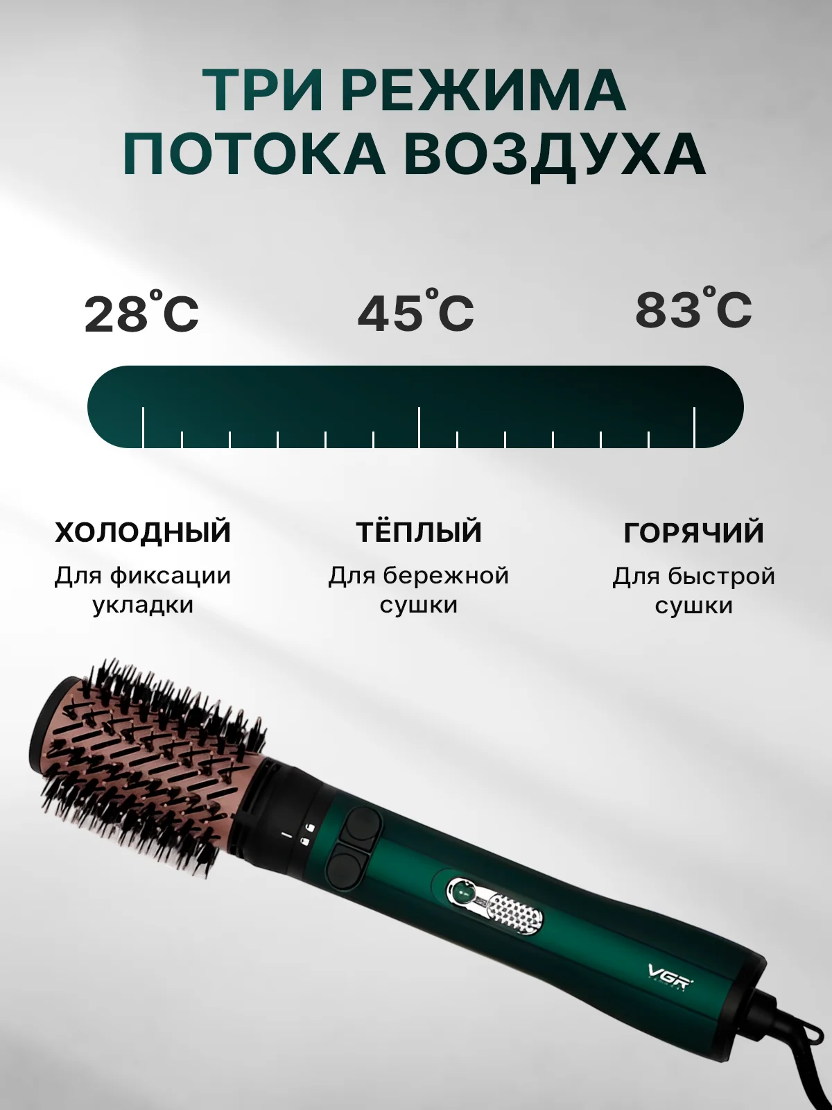 Черный фен для волос, стайлер, фен-щетка, мультистайлер, брашинг для волос с вращением, 1200 Вт
