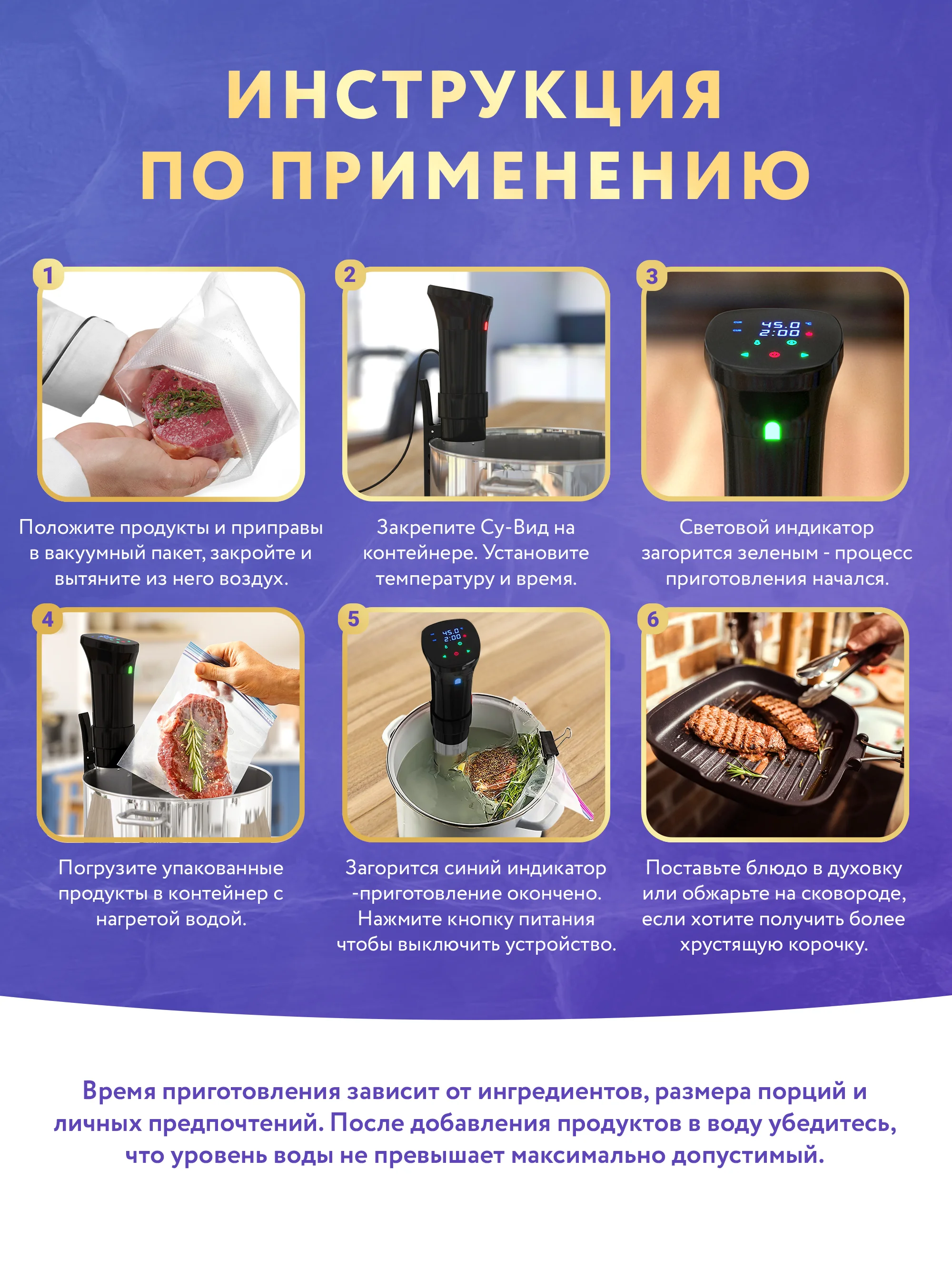 Черный су-вид погружной термостат для вакуумного приготовления, медленноварка кулинарный су-вид