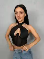 Черный топ корсетный женский