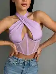 Лавандовый топ корсетный женский