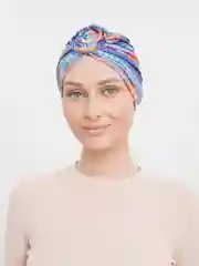 Синий летний тюрбан в этническом стиле