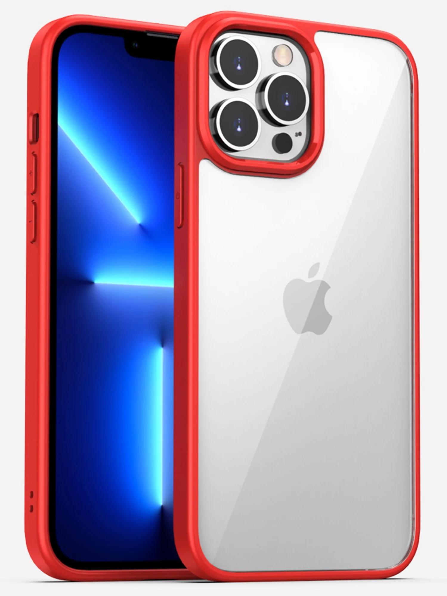 Красный прозрачный чехол для Apple iPhone 13 Pro и 13 Pro MAX / Айфон 13 Про и 13 Про Макс