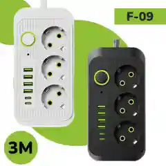 Сетевой фильтр, удлинитель, пилот 3 EU, 4 USB, 2 type-C