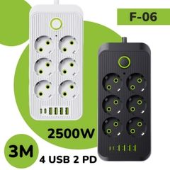 Сетевой фильтр, удлинитель, пилот 6 EU, 4 USB, 2 type-C