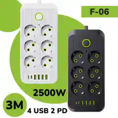 Сетевой фильтр, удлинитель, пилот 6 EU, 4 USB, 2 type-C