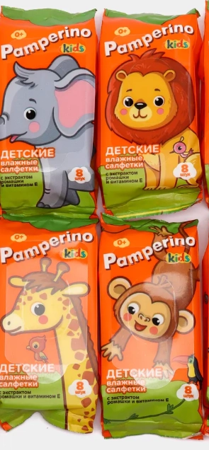 Влажные салфетки, детские 0+ Pamperino, 8 шт