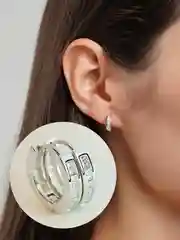 Серьги кольца со стразами / однорядные серьги с бриллиантами (с циркониевыми вставками)