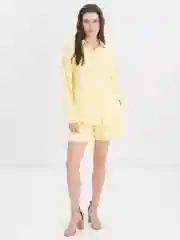 Голубой женский летний костюм с шортами, рубашка и шорты