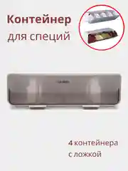 Прозрачный органайзер - контейнер подвесной для специй и приправ 4 ёмкости с ложкой