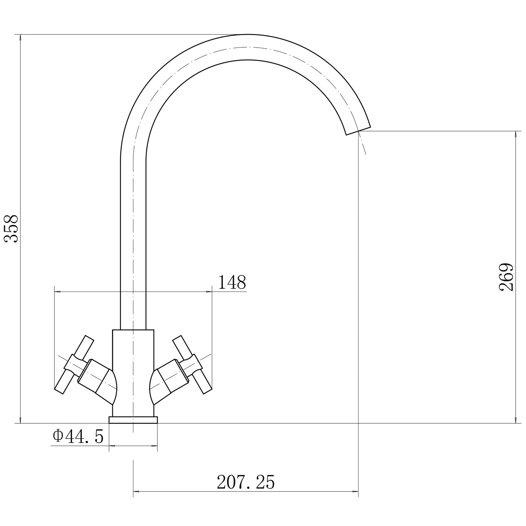 GEBERT GB14028 LOFT X cмеситель для кухни, высокий излив, нержавеющая сталь