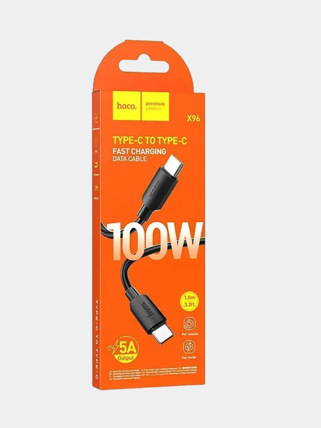 Черный кабель для зарядки Hoco X96 Hyper (60W, 100W) Type-C для быстрой зарядки (Type-C - Type-C)