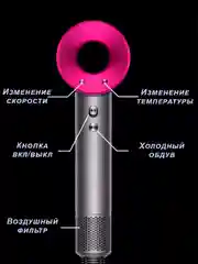 Тёмно-розовый профессиональный фен Leafless Hair Dryer для волос, фуксия, российская вилка