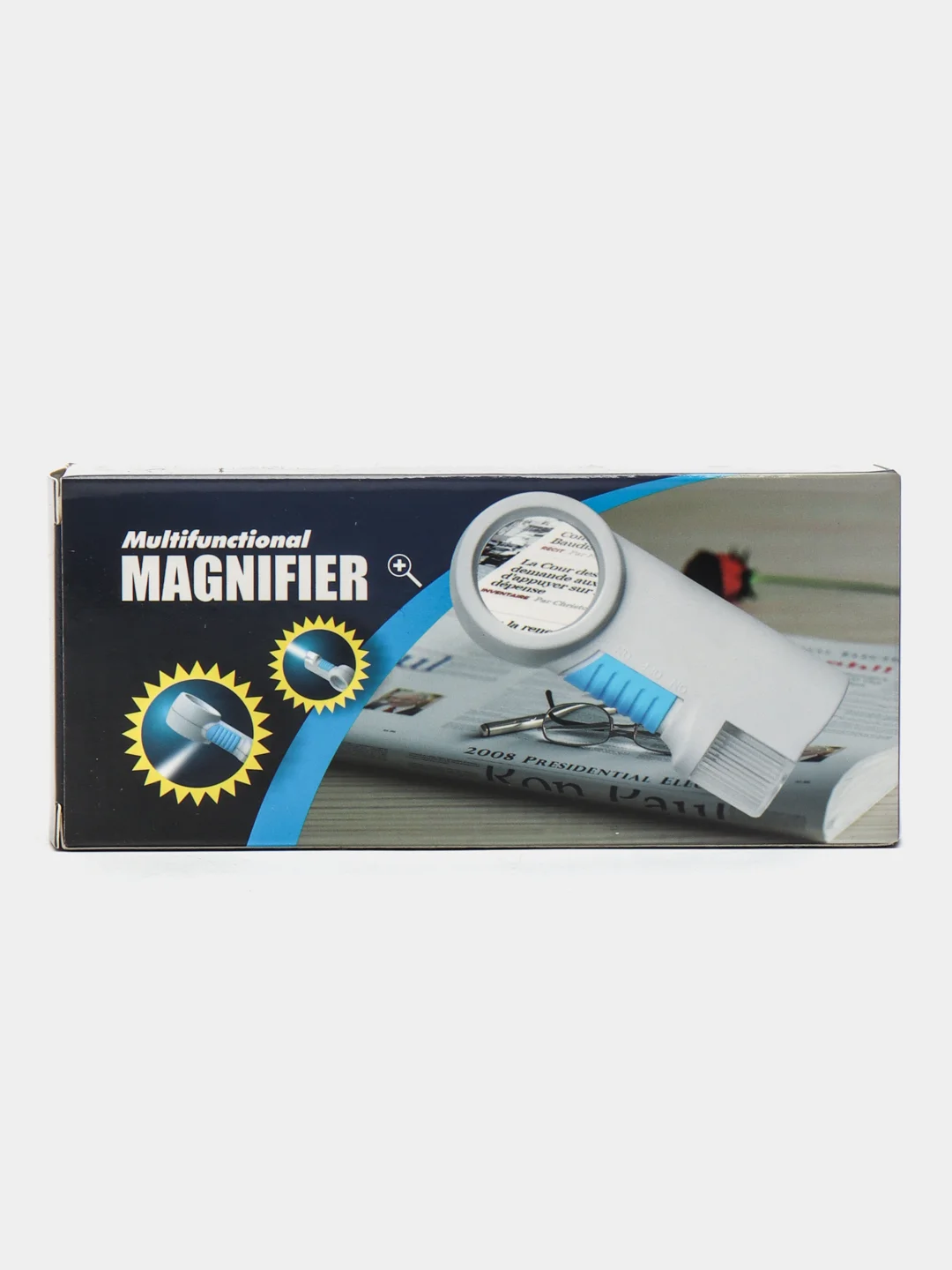 Лупа Pro Legend ручная круглая 12х, 38 мм, с фонариком и подсветкой (1 LED), белая