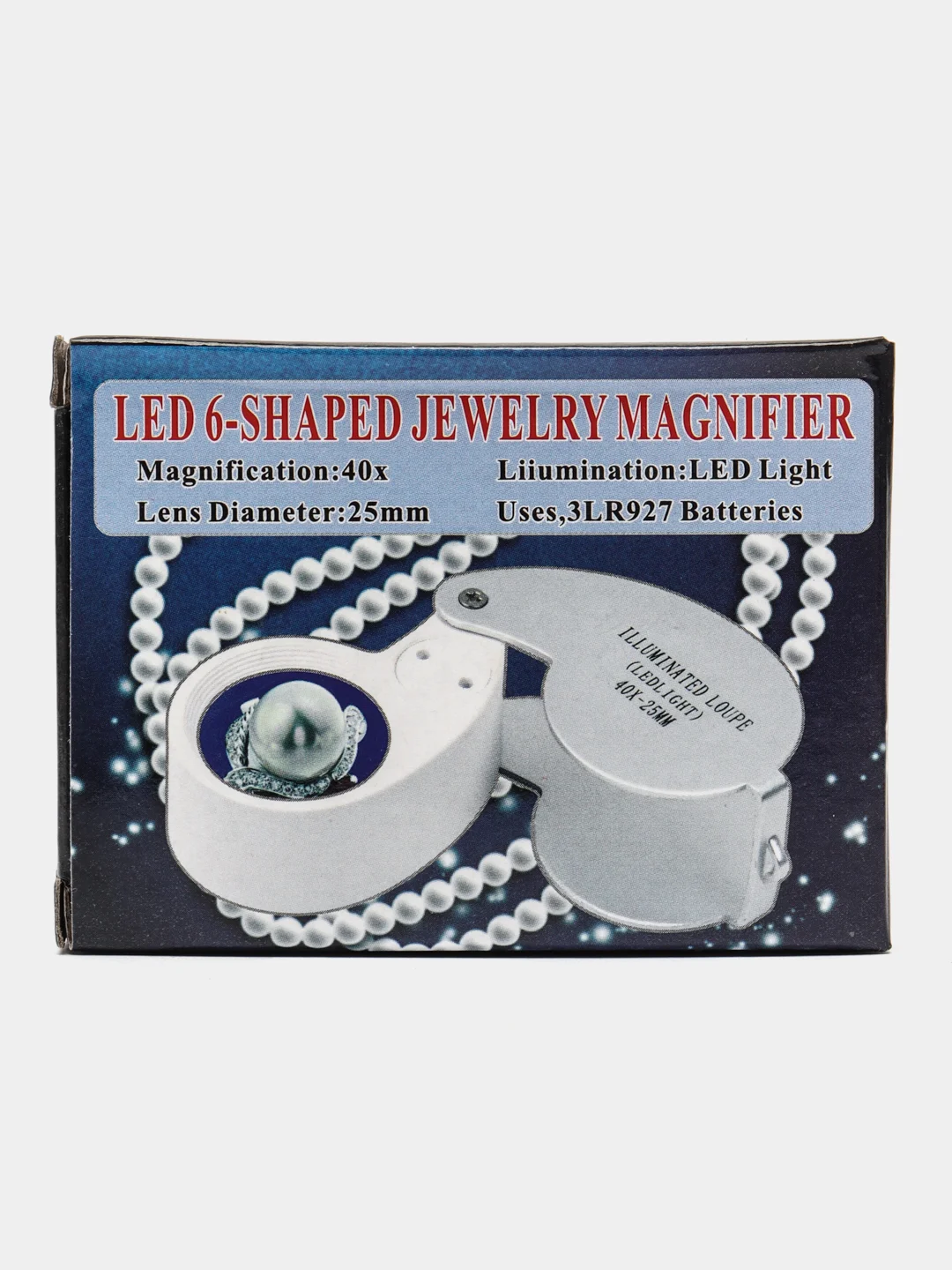 Лупа ювелирная Pro Legend 40х-25мм с подсветкой (2 LED)