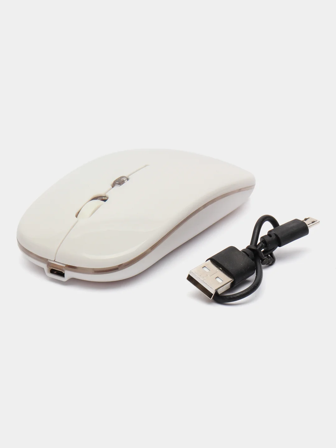 Белый мышь компьютерная, бесшумная, беспроводная, RGB-подсветка, USB зарядка