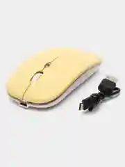 Желтый мышь компьютерная, бесшумная, беспроводная, RGB-подсветка, USB зарядка