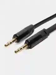 Кабель Jack 3.5 mm вилка <--> Jack 3.5 вилка, плоский, черный, 1 м.