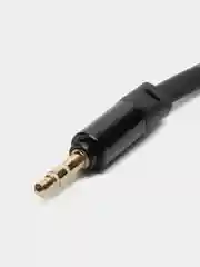 Кабель Jack 3.5 mm вилка <--> Jack 3.5 вилка, плоский, черный, 1 м.