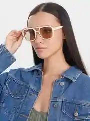 Бежевый солнцезащитные очки, унисекс, авиаторы