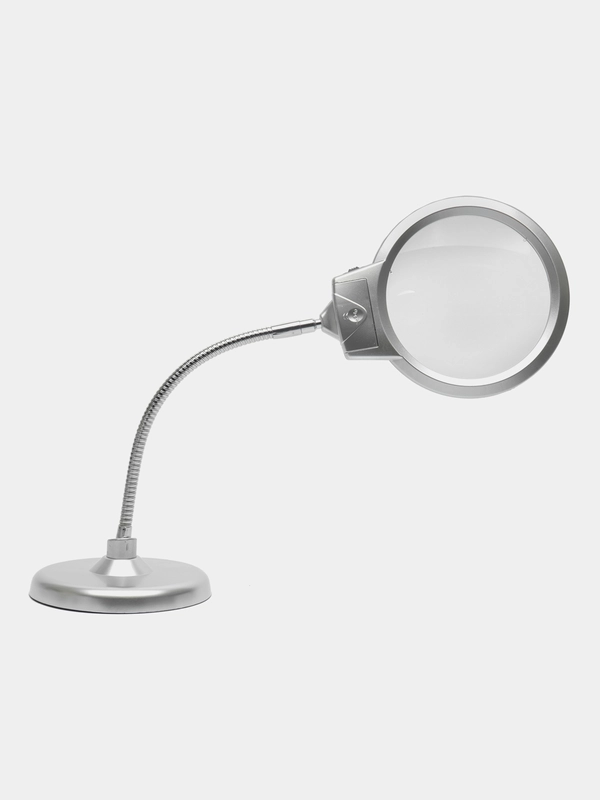 Лупа настольная 2x/5x-130мм на гибком штативе с подсветкой (2 LED)