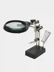 Лупа настольная 2.5x/7.5x/10x третья рука с держателем и подсветкой (5 LED)