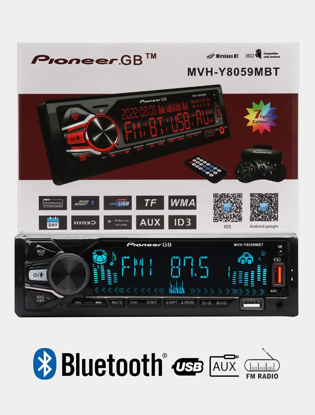 Магнитола Pioneer MVH-Y8059MBT с Bluetooth / Автомагнитола Пионер с блютуз  купить по цене 2999 ₽ в интернет-магазине Магнит Маркет