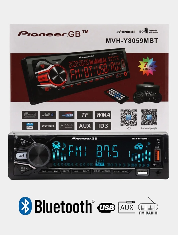 Магнитола Pioneer MVH-Y8059MBT с Bluetooth / Автомагнитола Пионер с блютуз