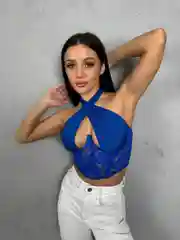 Синий топ корсетный женский