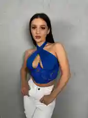 Синий топ корсетный женский