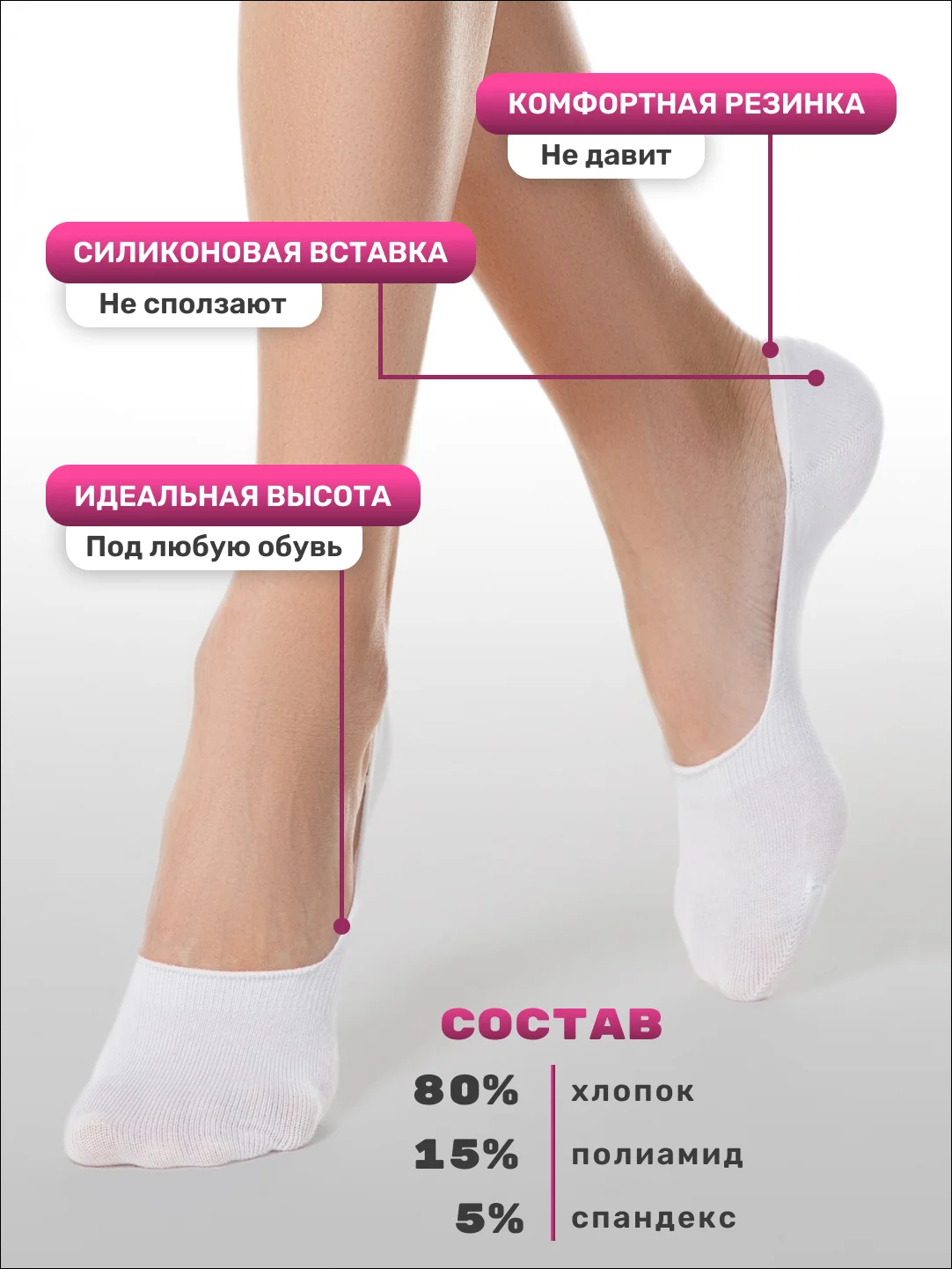Носки женские, подследники, следки женские, следки, короткие, набор носков